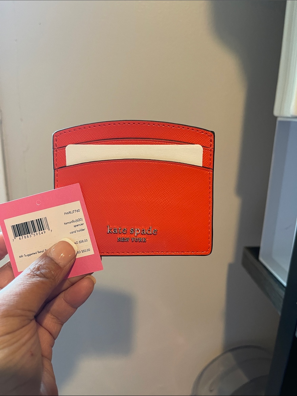 kate spade Red Saffiano Leather Card Holder